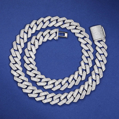 10-22mm S925 Baguette Moissanite Prong Cuban Chain