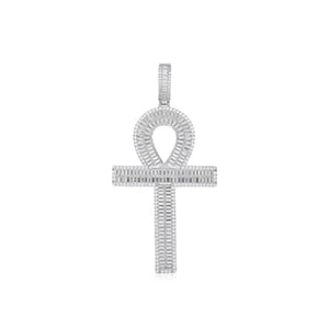 S925 Moissanite Baguette Ankh Cross Pendant