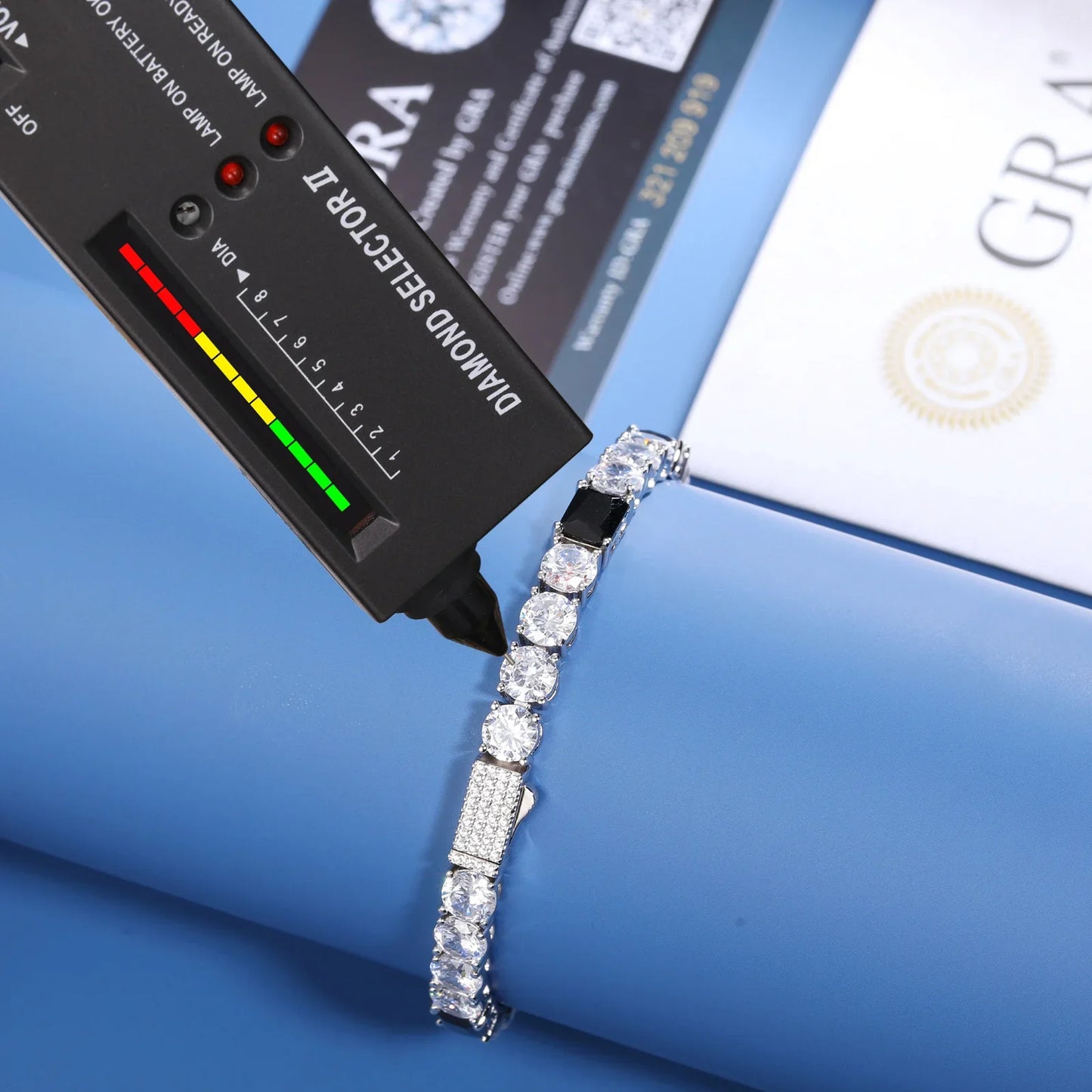 6mm S925 Moissanite Black Diamond Stationed Tennis Chain