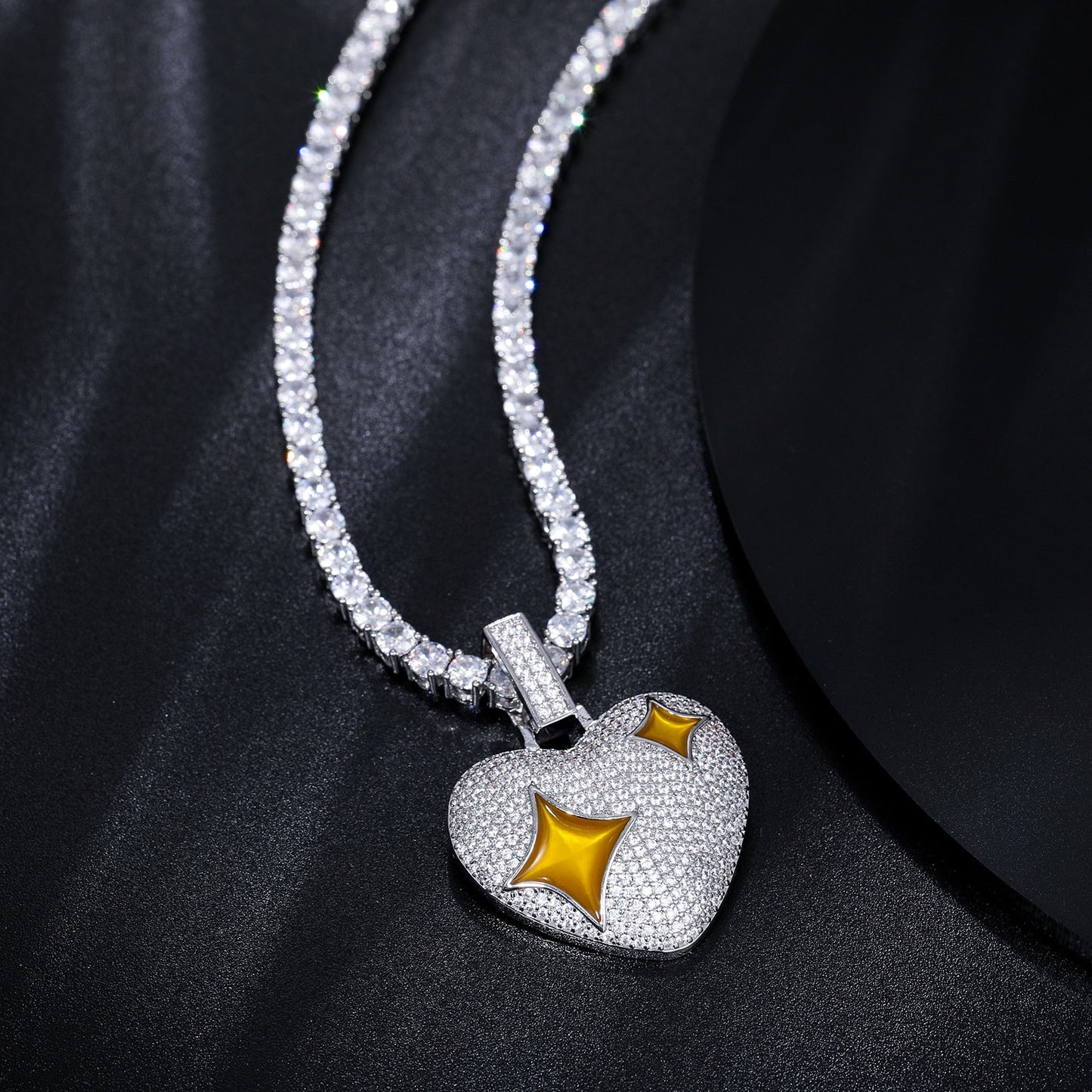 S925 Moissanite Bronze Diamond Heart Pendant