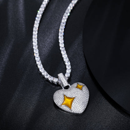 S925 Moissanite Bronze Diamond Heart Pendant