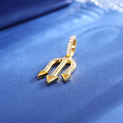 S925 Moissanite Trident Pendant