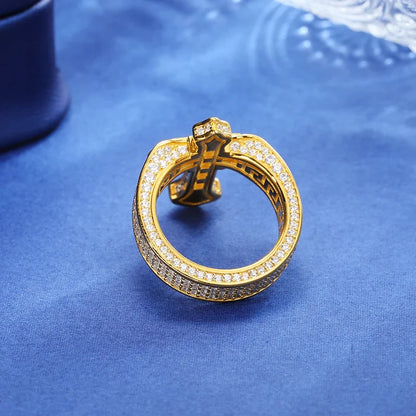 S925 Moissanite Baguette Royal Cross Ring
