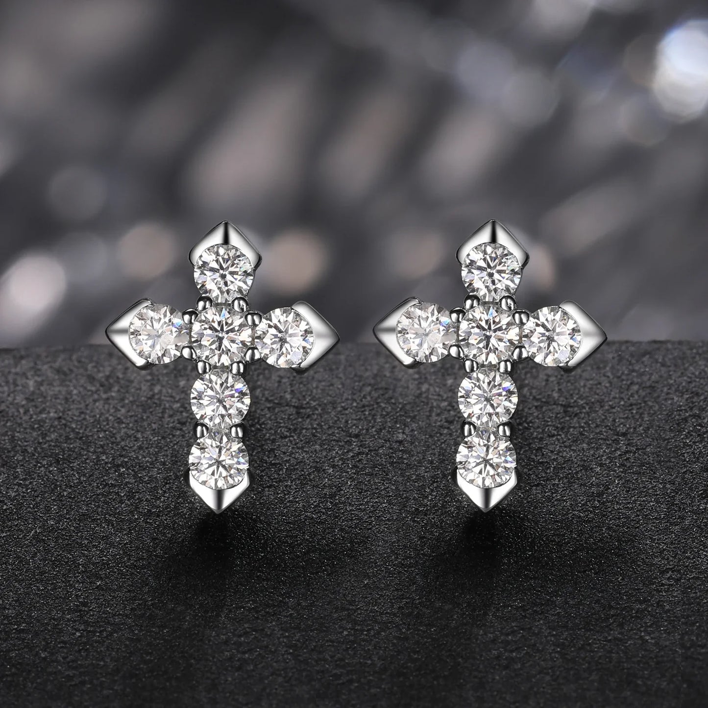 S925 Moissanite Diamond Cross Earrings