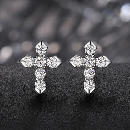S925 Moissanite Diamond Cross Earrings