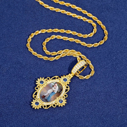 S925 Moissanite Flower Custom Photo Pendant