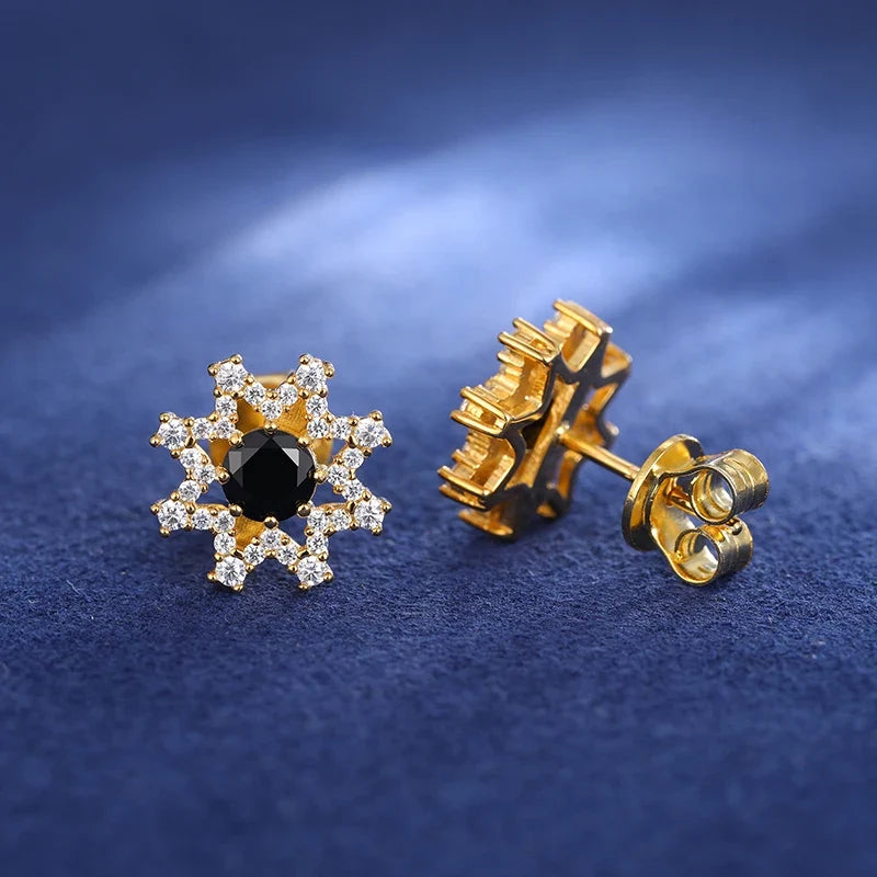 S925 Black Moissanite Eight-pointed Star Stud Earrings