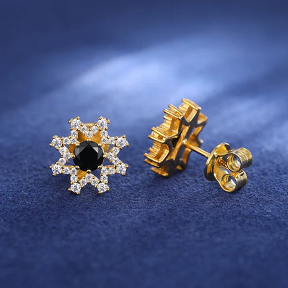 S925 Black Moissanite Eight-pointed Star Stud Earrings