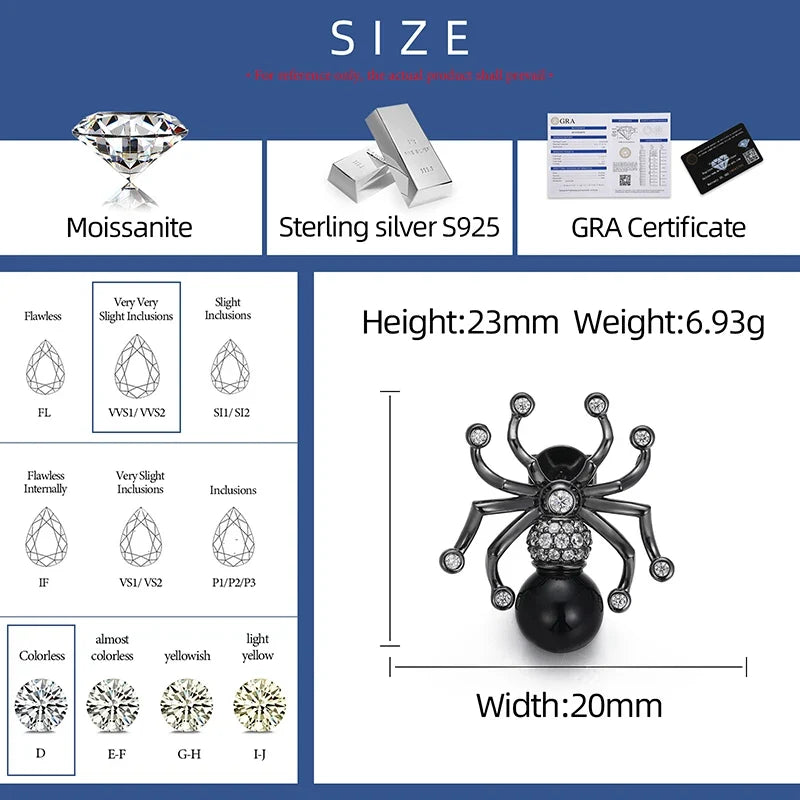 S925 Moissanite Spider Earrings