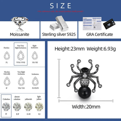 S925 Moissanite Spider Earrings