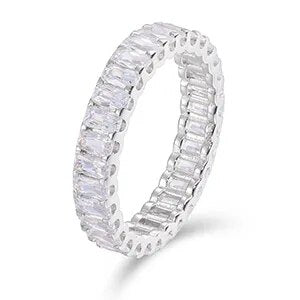 S925 Baguette Moissanite Eternity Band Ring