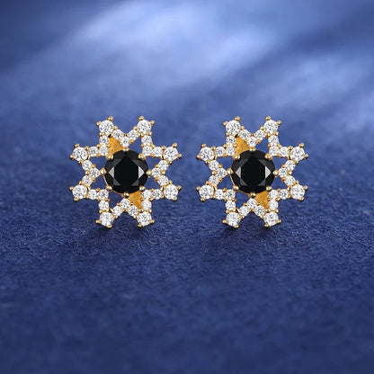 S925 Black Moissanite Eight-pointed Star Stud Earrings