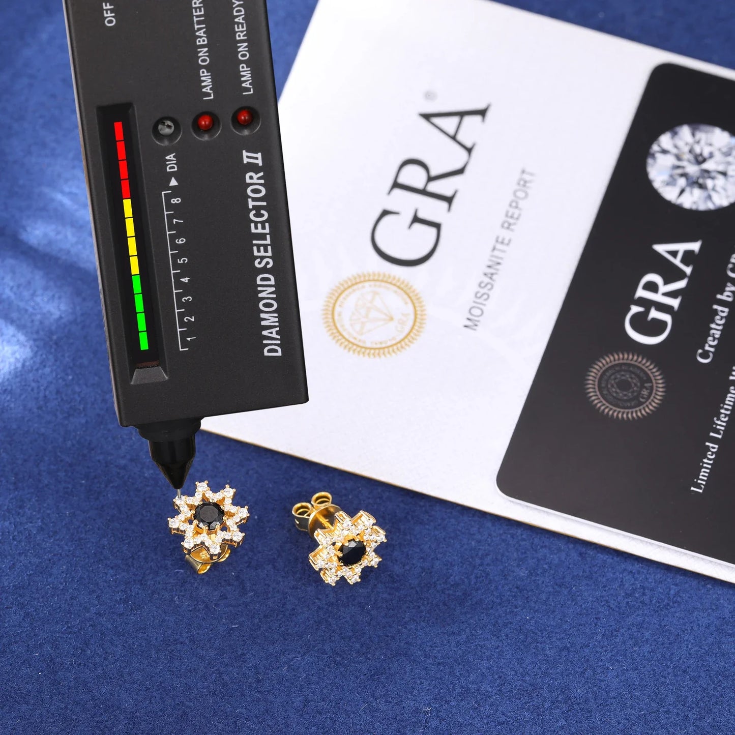 S925 Black Moissanite Eight-pointed Star Stud Earrings