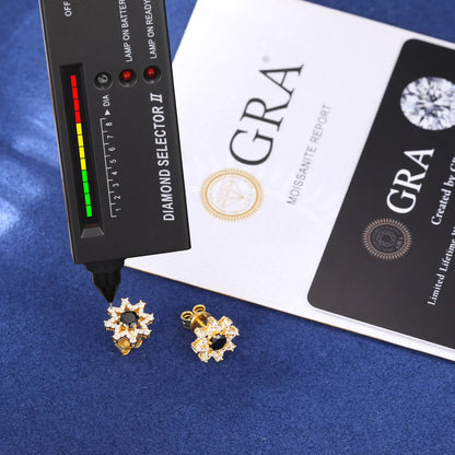 S925 Black Moissanite Eight-pointed Star Stud Earrings