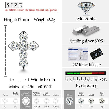 S925 Moissanite Diamond Cross Earrings