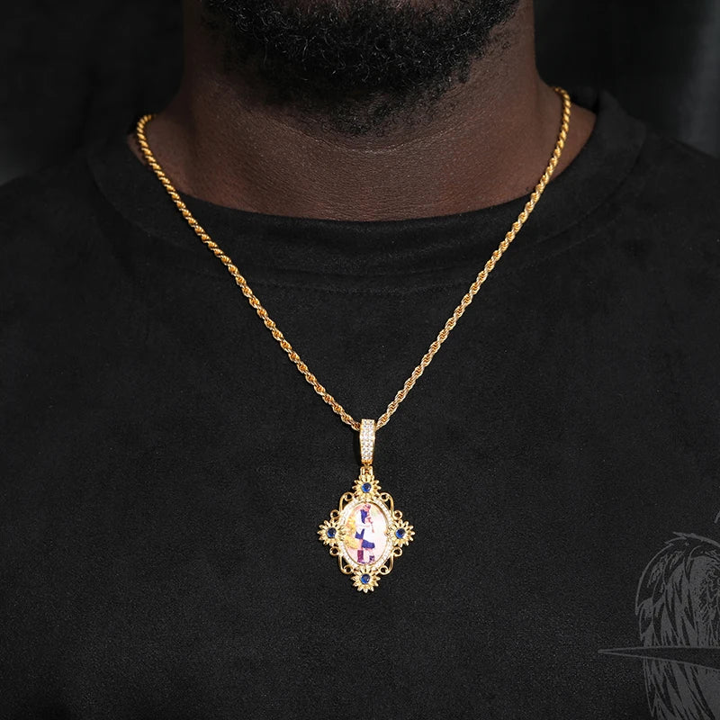 S925 Moissanite Flower Custom Photo Pendant
