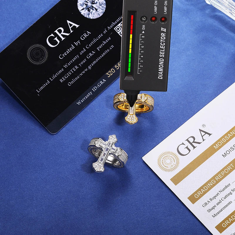 S925 Moissanite Baguette Royal Cross Ring