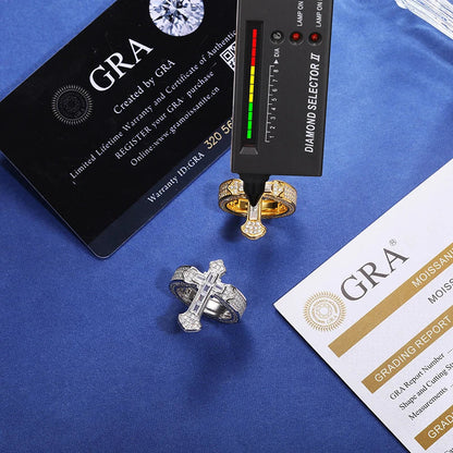 S925 Moissanite Baguette Royal Cross Ring