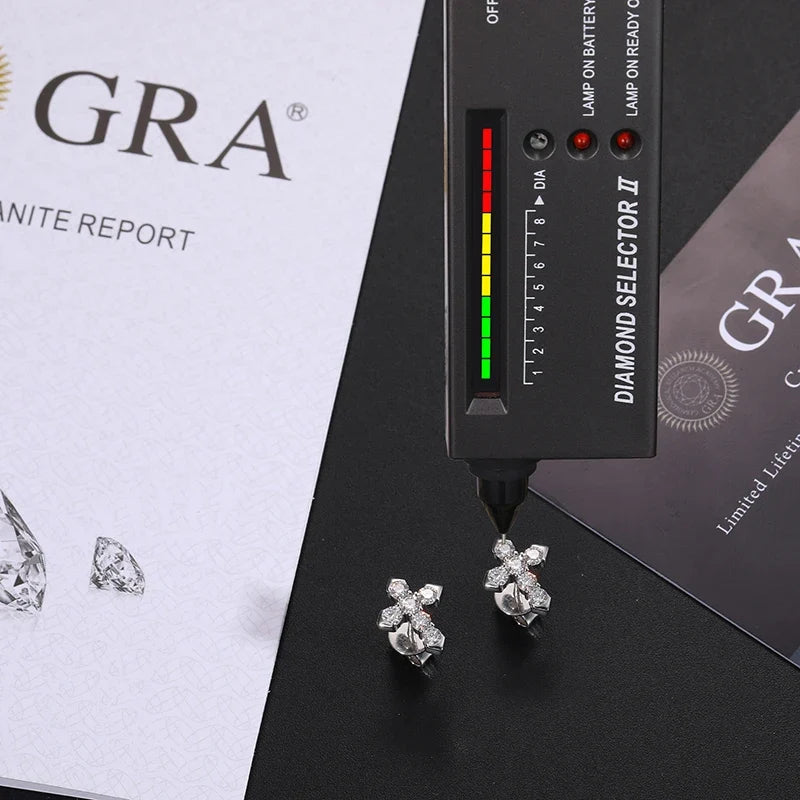 S925 Moissanite Diamond Cross Earrings