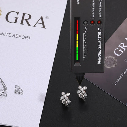 S925 Moissanite Diamond Cross Earrings