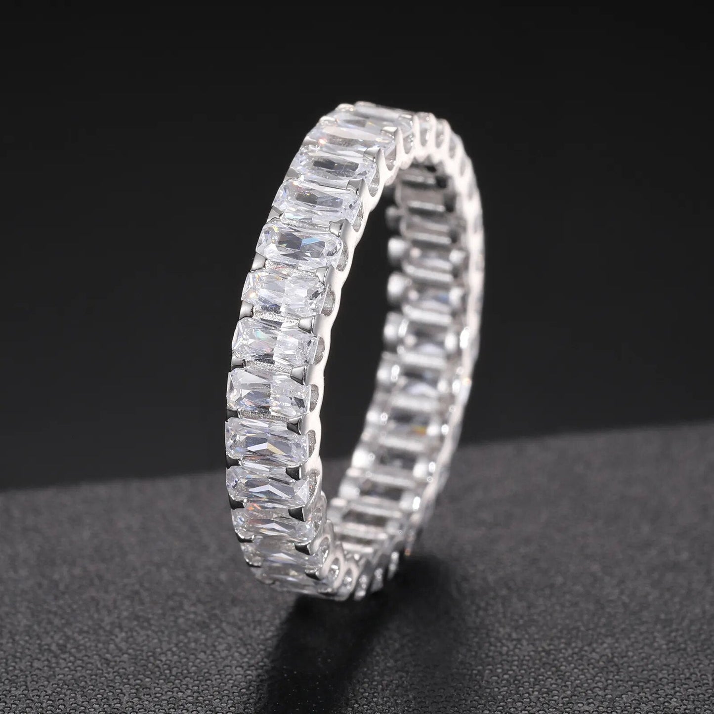 S925 Baguette Moissanite Eternity Band Ring