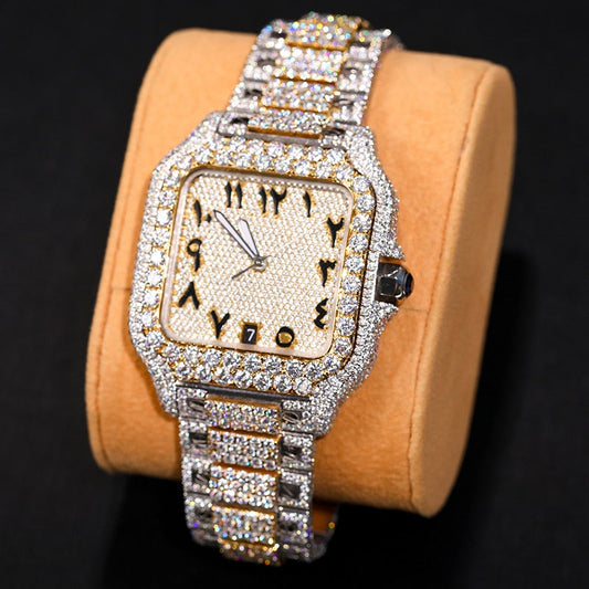 S925 VVS1 Moissanite Square Arabic Numeral Watch