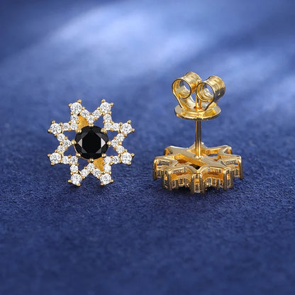 S925 Black Moissanite Eight-pointed Star Stud Earrings