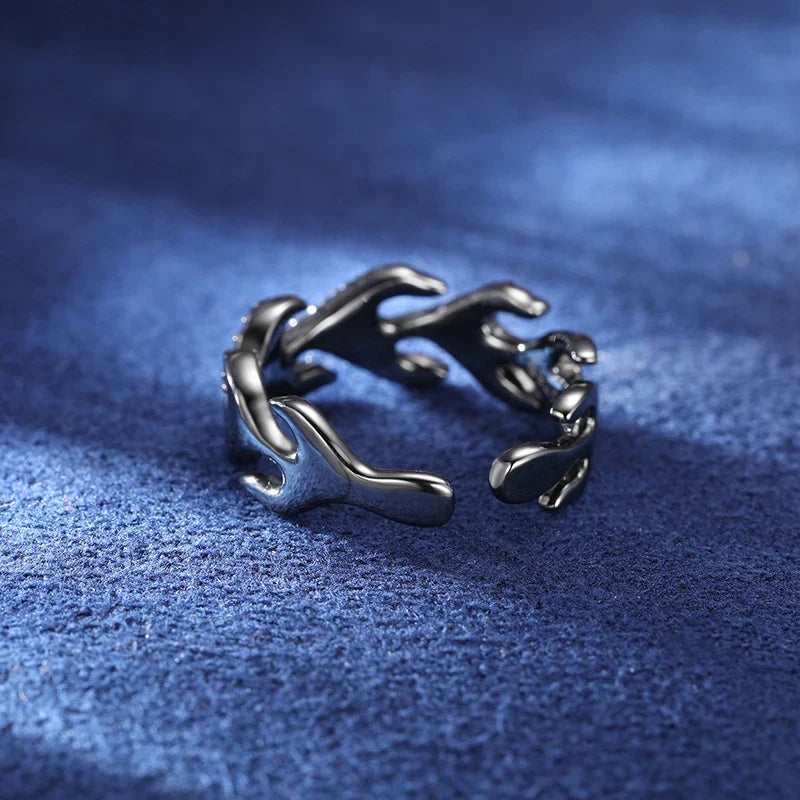 S925 Black Moissanite Flame Ring