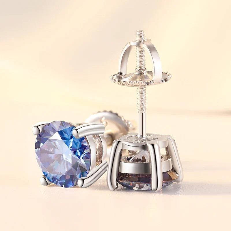 6.5mm S925 Colored Moissanite Stud Earrings
