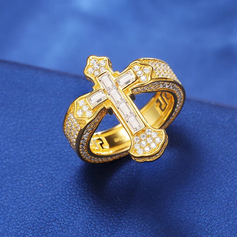 S925 Moissanite Baguette Royal Cross Ring