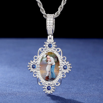 S925 Moissanite Flower Custom Photo Pendant