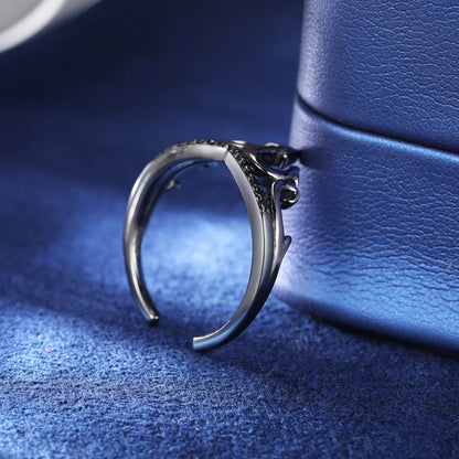 S925 Black Moissanite Crown Ring