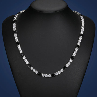 6mm S925 Moissanite Black Diamond Stationed Tennis Chain
