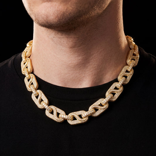 14mm S925 Moissanite Infinity Mariner Link Chain