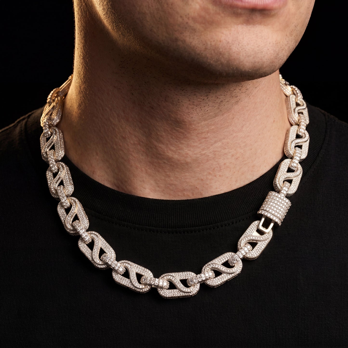 14mm S925 Moissanite Infinity Mariner Link Chain