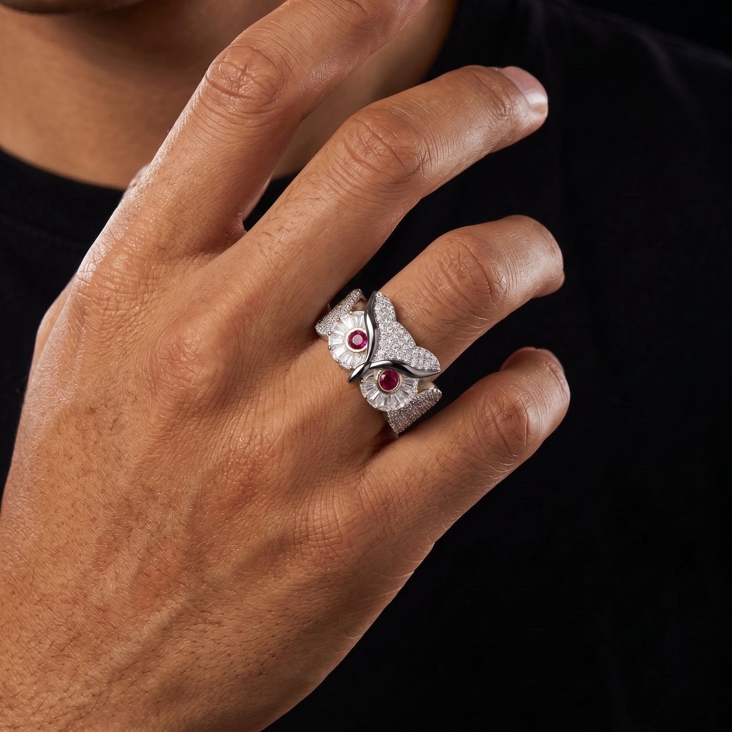 S925 Moissanite Diamond Owl Ring