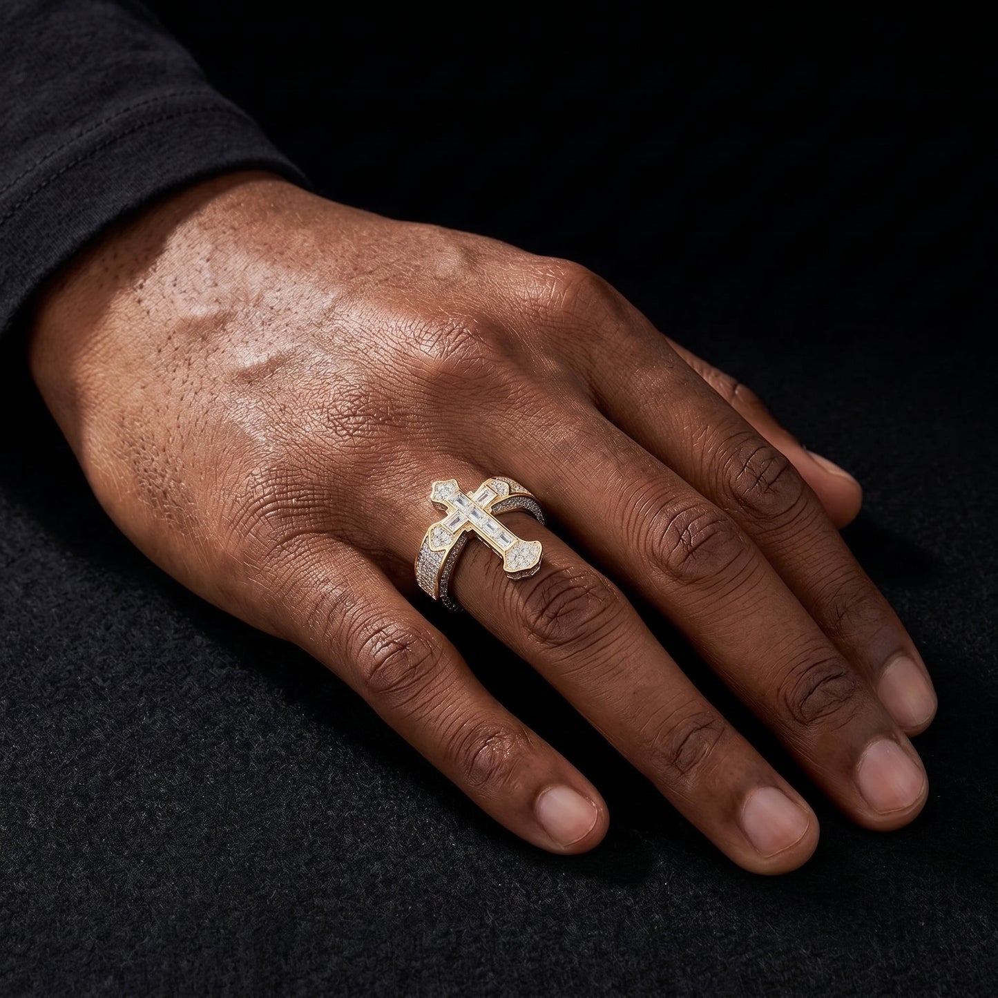 S925 Moissanite Baguette Royal Cross Ring