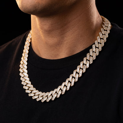 10-22mm S925 Baguette Moissanite Prong Cuban Chain