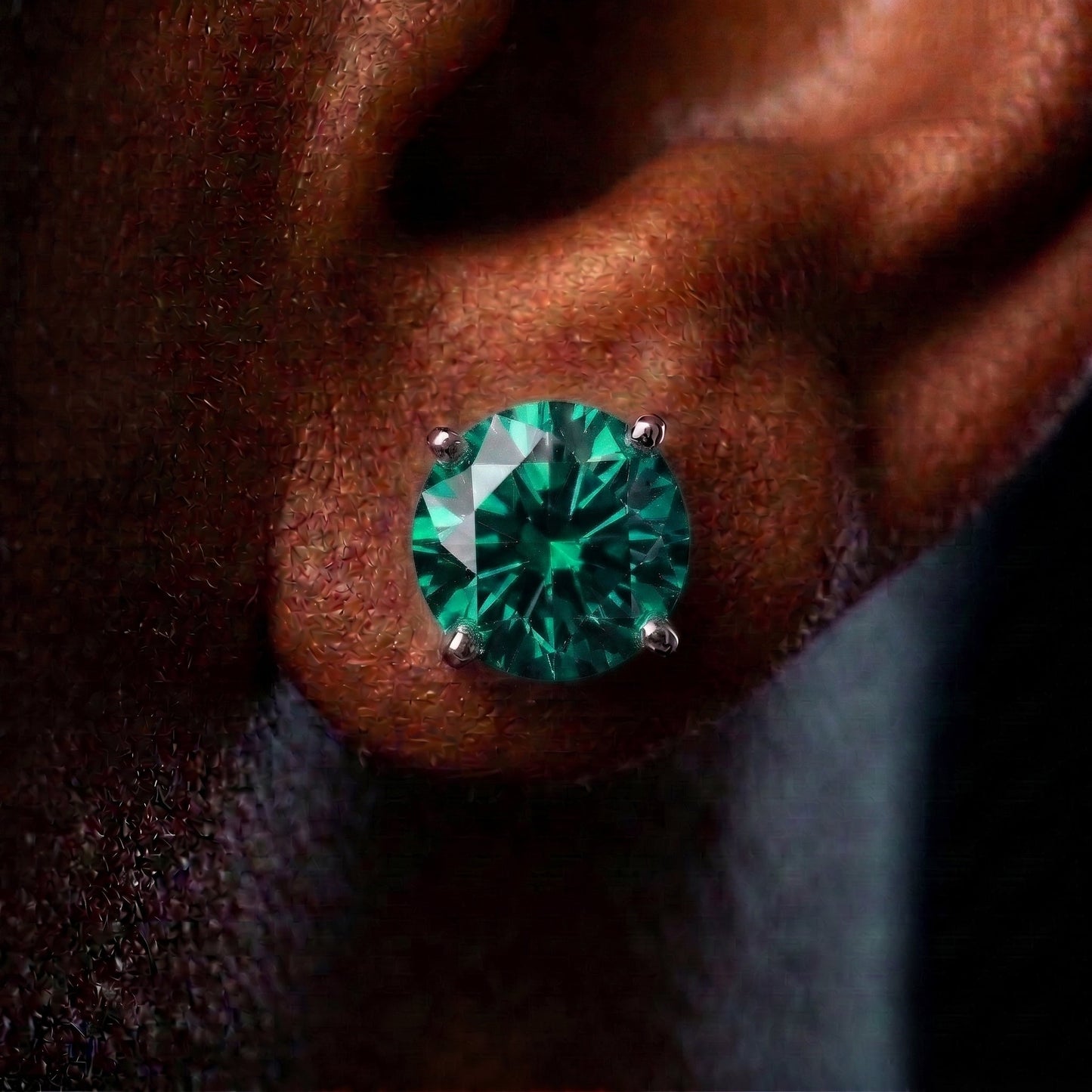 6.5mm S925 Colored Moissanite Stud Earrings