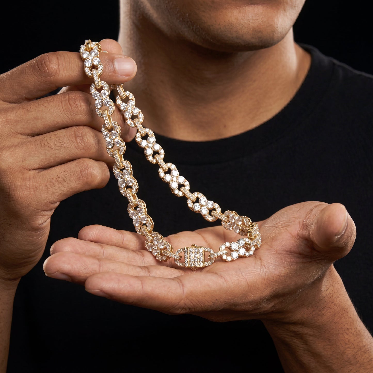 S925 Moissanite Clustered Infinity Link Chain