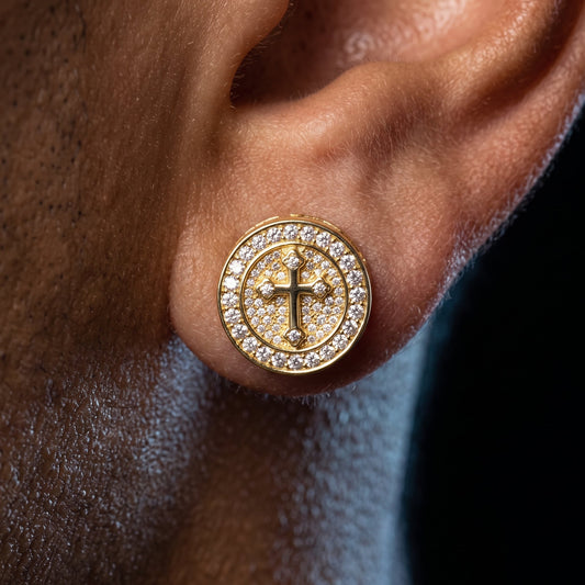 S925 Moissanite Cross Round Cut Earrings