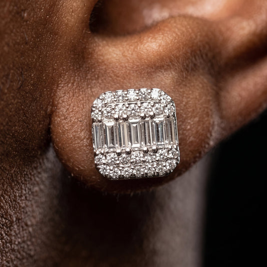 7mm S925 Moissanite Baguette Earrings