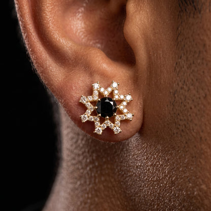 S925 Black Moissanite Eight-pointed Star Stud Earrings