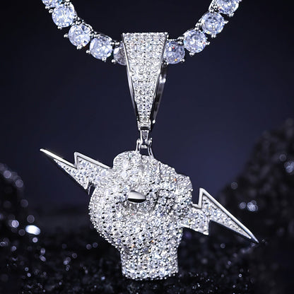 S925 Moissanite Hand Lightning Pendant