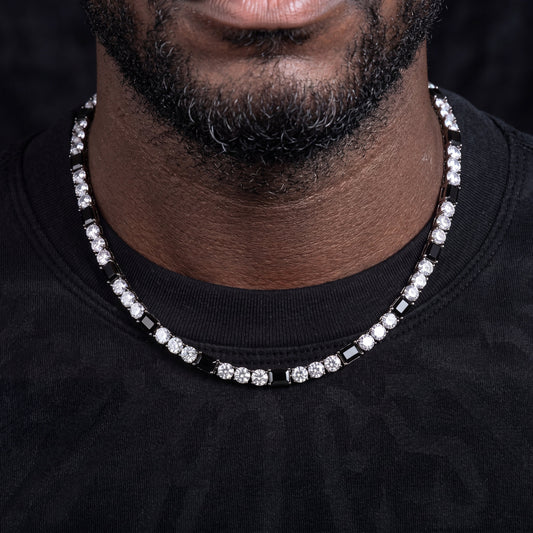 6mm S925 Moissanite Black Diamond Stationed Tennis Chain