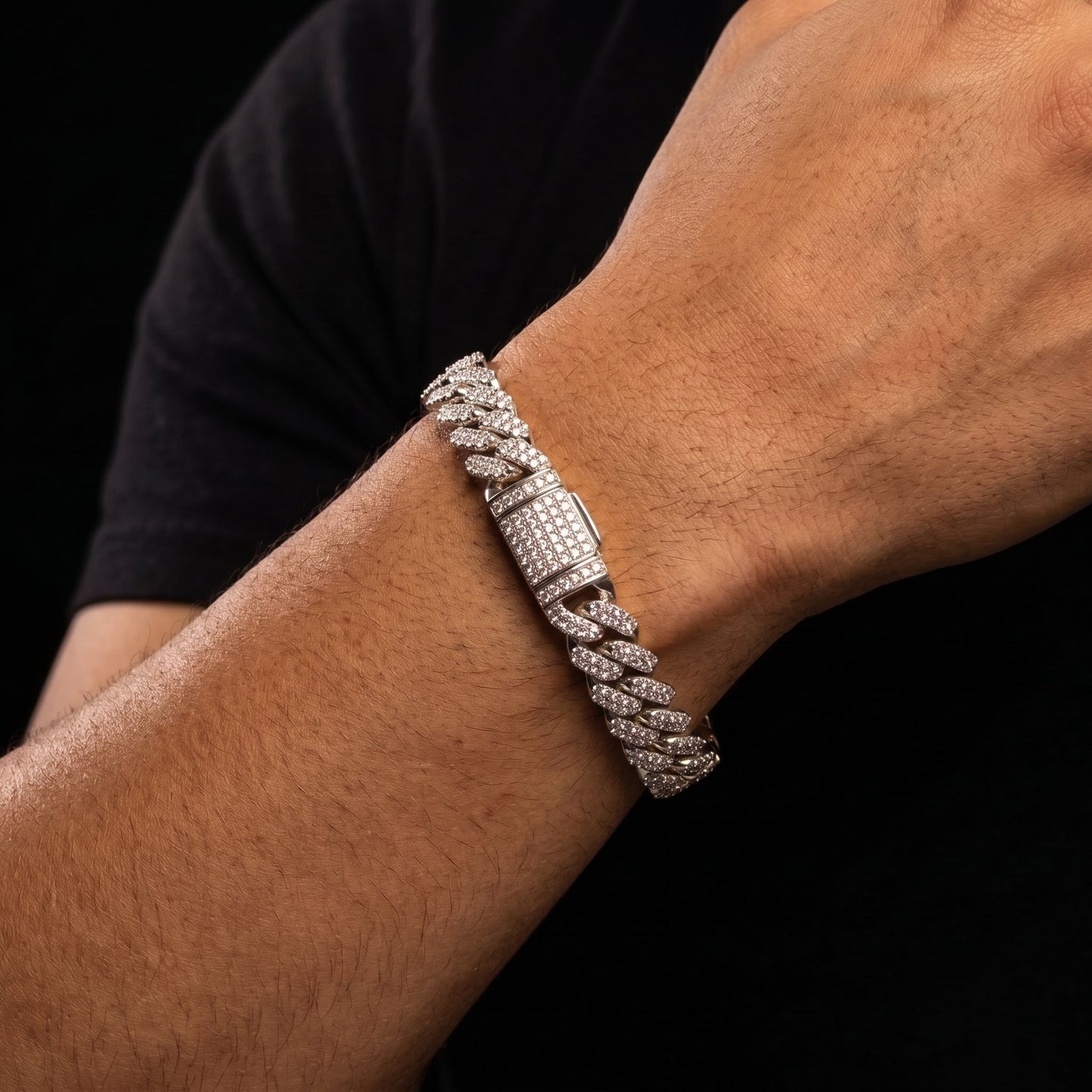 8mm S925 Raised Moissanite Diamond Cuban Bracelet