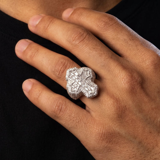 S925 Moissanite Baguette Cross Ring